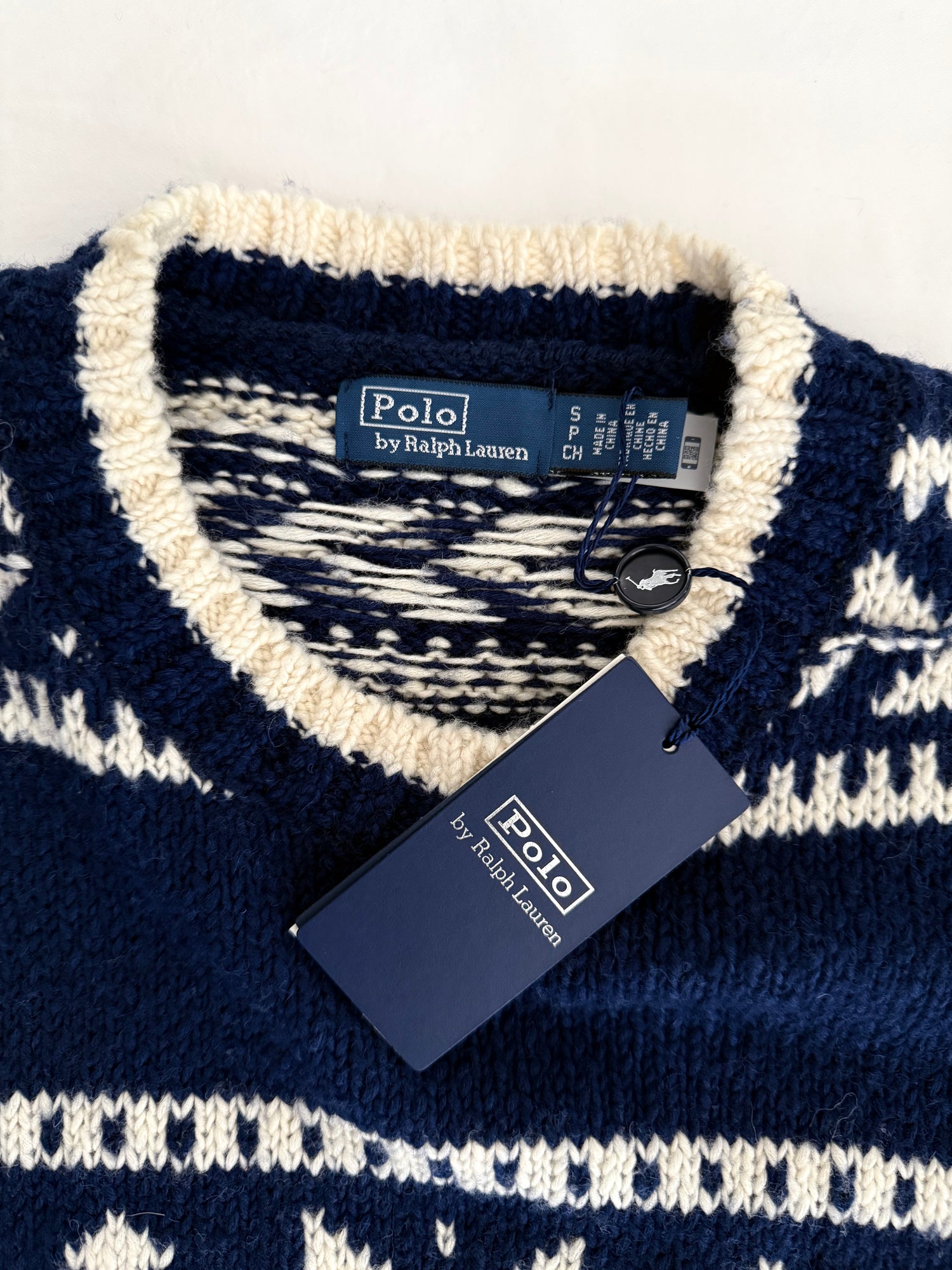 Pull Snowflake motif wool-blend bleu marine