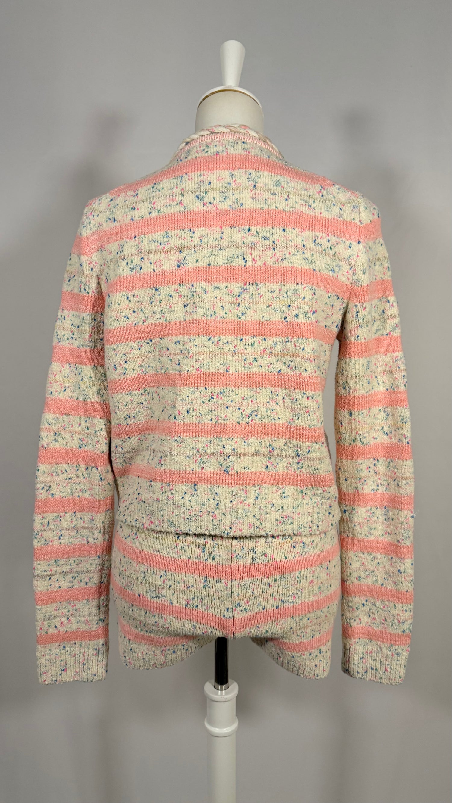 Ensemble Cardigan et Mini-short Space-dyed rose rayé