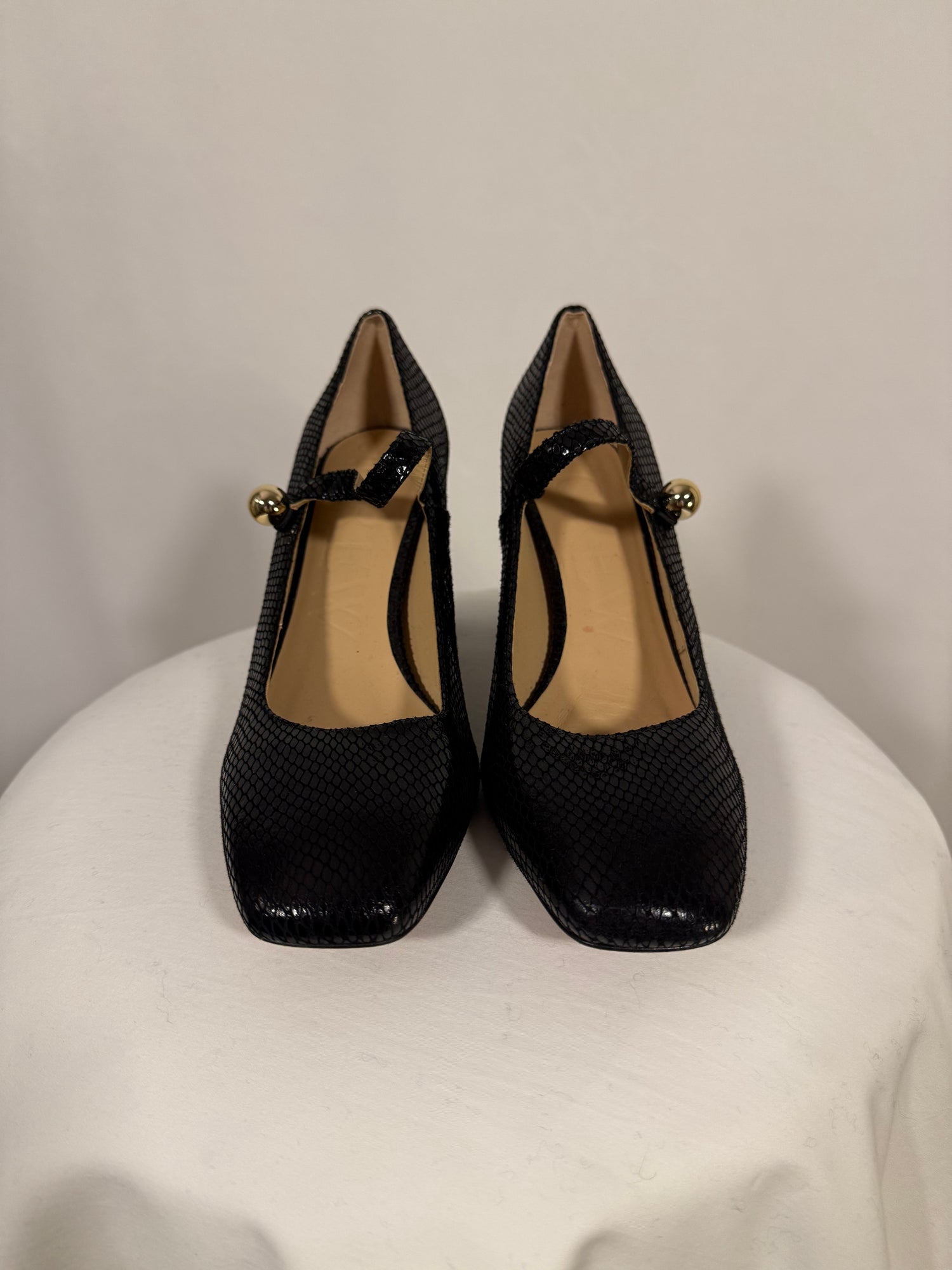 Escarpins noirs effet reptile