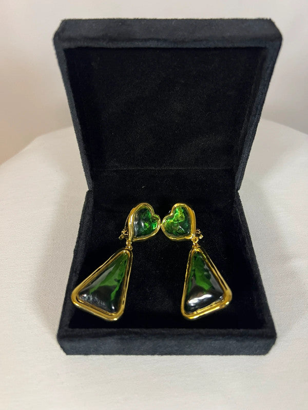 Boucles d’oreilles plaqué or et vertes