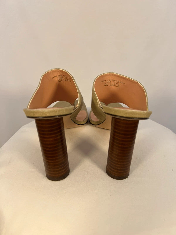 Sandales à talons en lin kaki