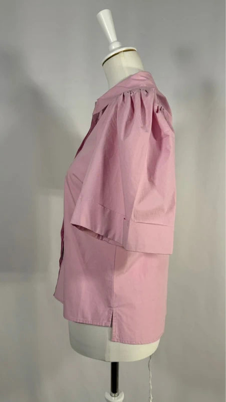 Chemise à manches courtes bouffantes rose