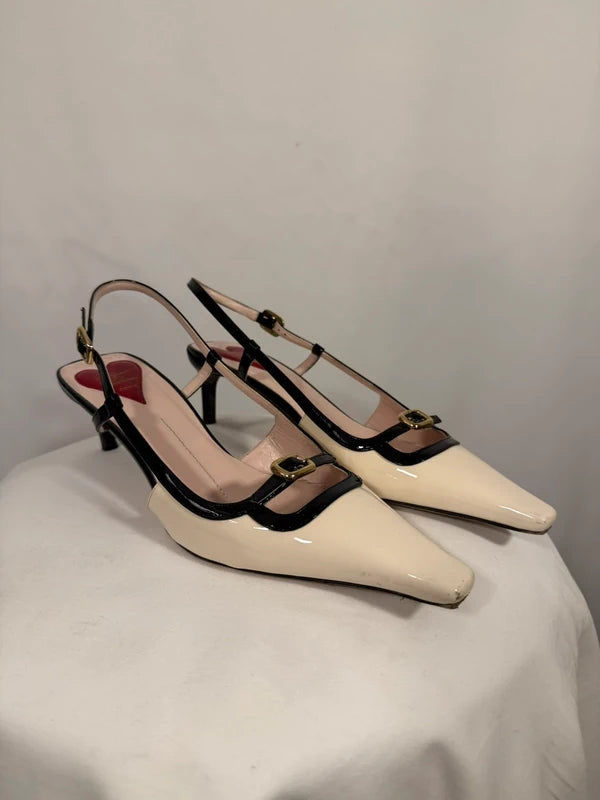 Escarpins Slingback Viv’ Canard blanc et noir