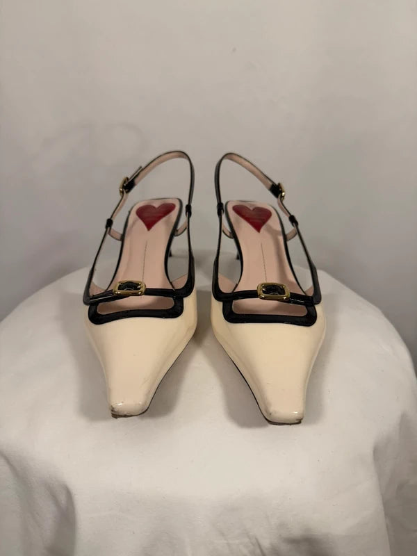 Escarpins Slingback Viv’ Canard blanc et noir