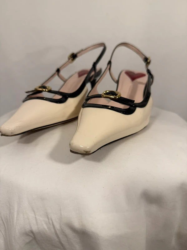 Escarpins Slingback Viv’ Canard blanc et noir