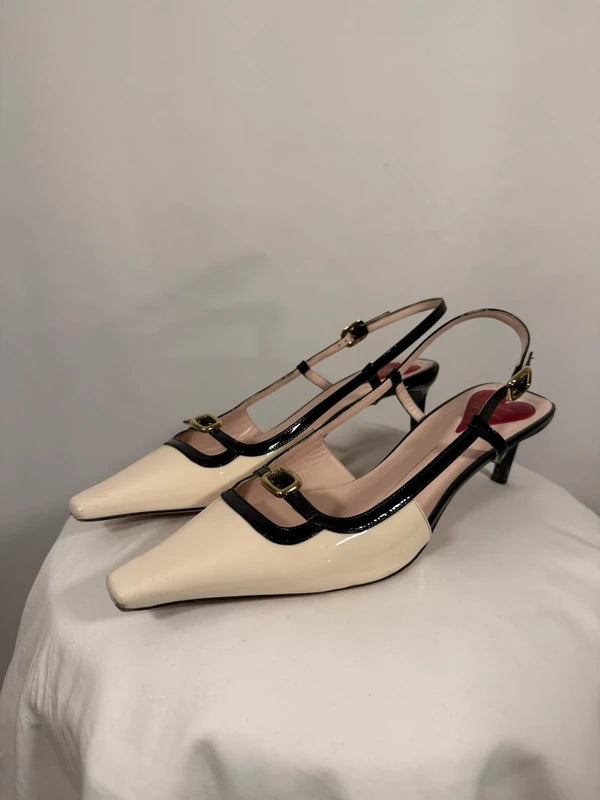 Escarpins Slingback Viv’ Canard blanc et noir