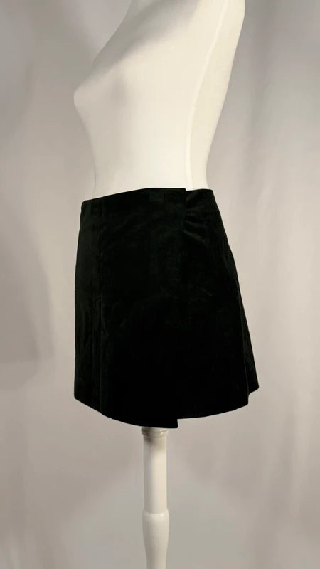 Mini-jupe Mini Wrap en velours verte foncé
