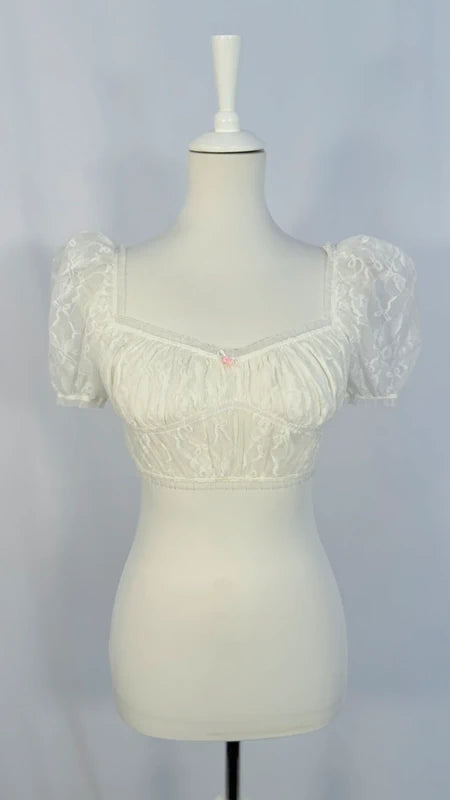Top bustier en dentelle blanche