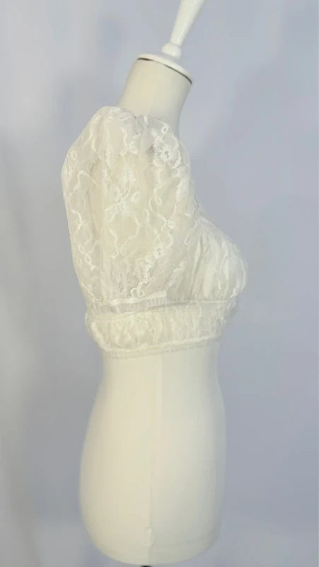 Top bustier en dentelle blanche