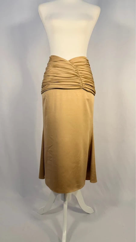 Jupe midi matelassée en poly-satin doré