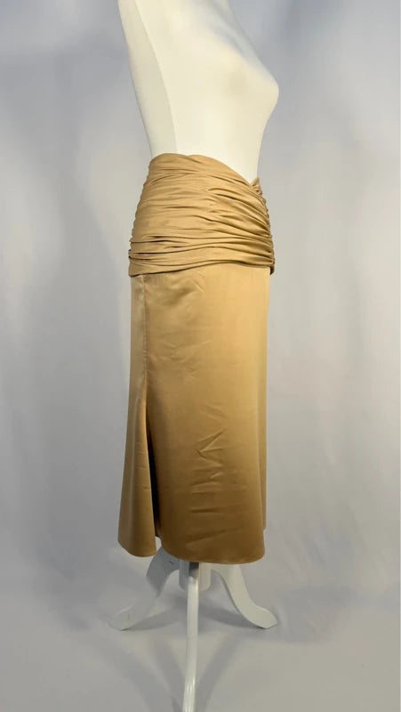 Jupe midi matelassée en poly-satin doré