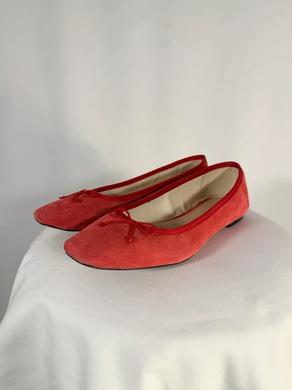 Ballerines Quinn en suède rouge orangé