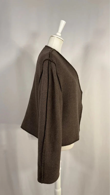 Veste en laine mélangée marron