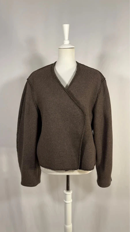 Veste en laine mélangée marron