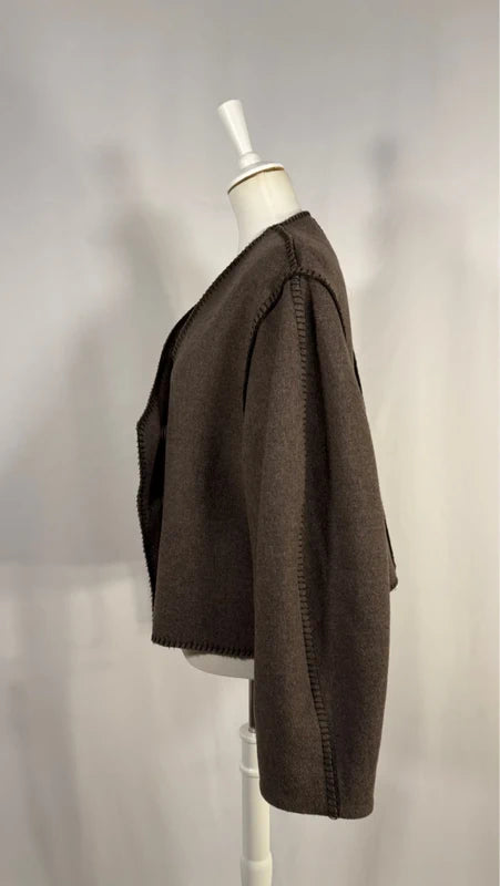 Veste en laine mélangée marron