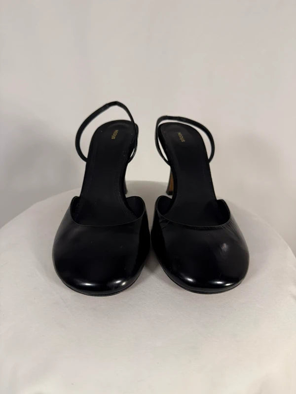 Slingbacks Baten 80mm noir en cuir