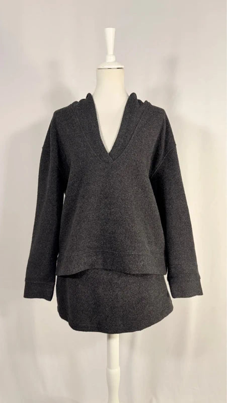 Ensemble hoodie Belsay et mini-short gris en laine