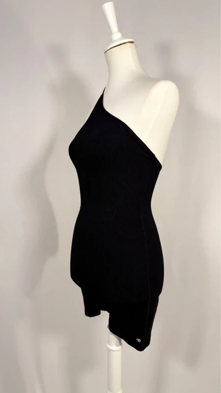 Combishort Lori stretch tissé noir