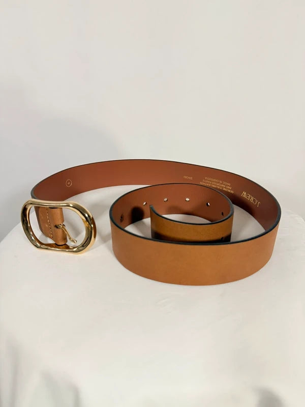 Ceinture en cuir marron boucle ovale doré