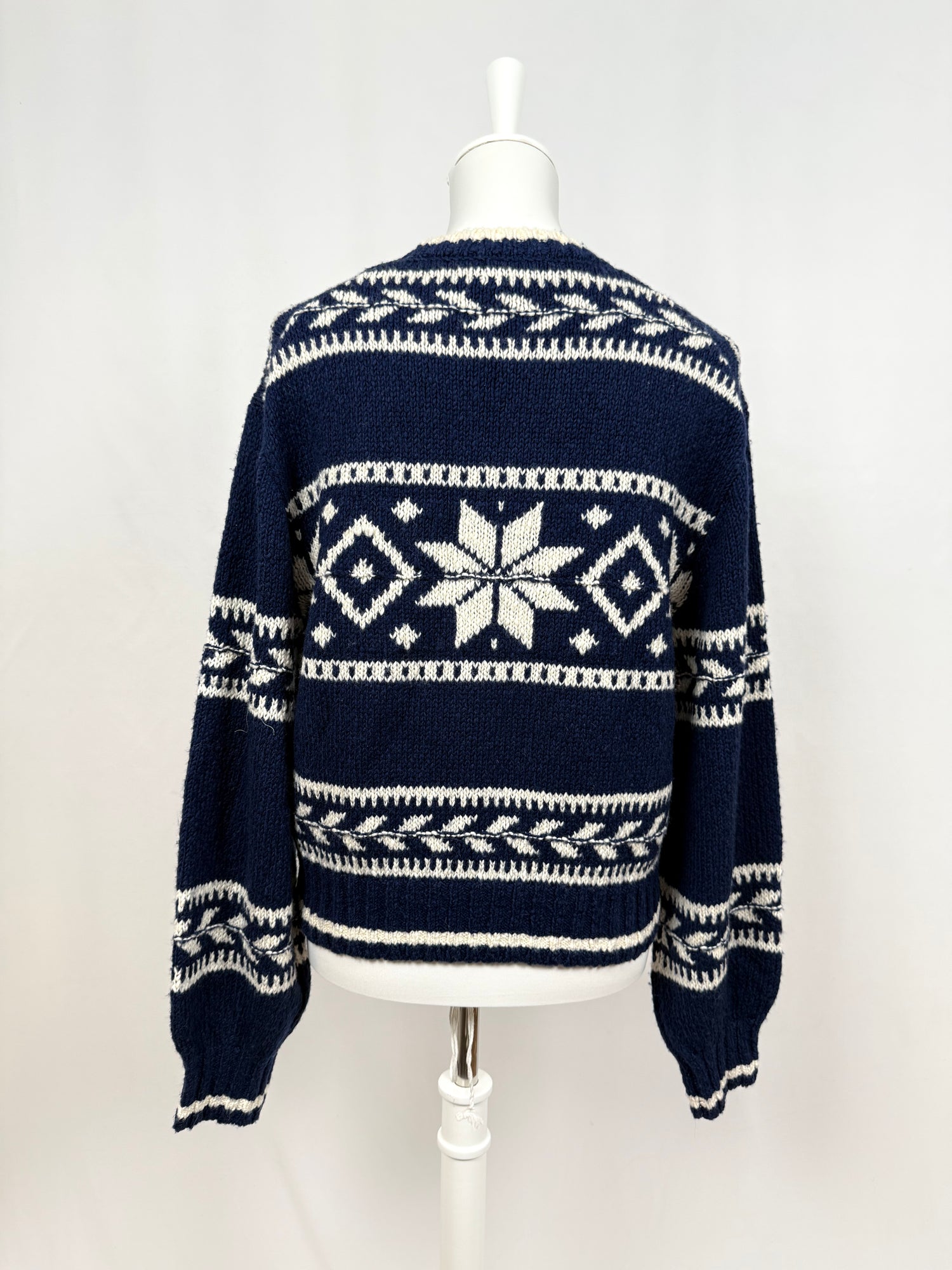 Pull Snowflake motif wool-blend bleu marine