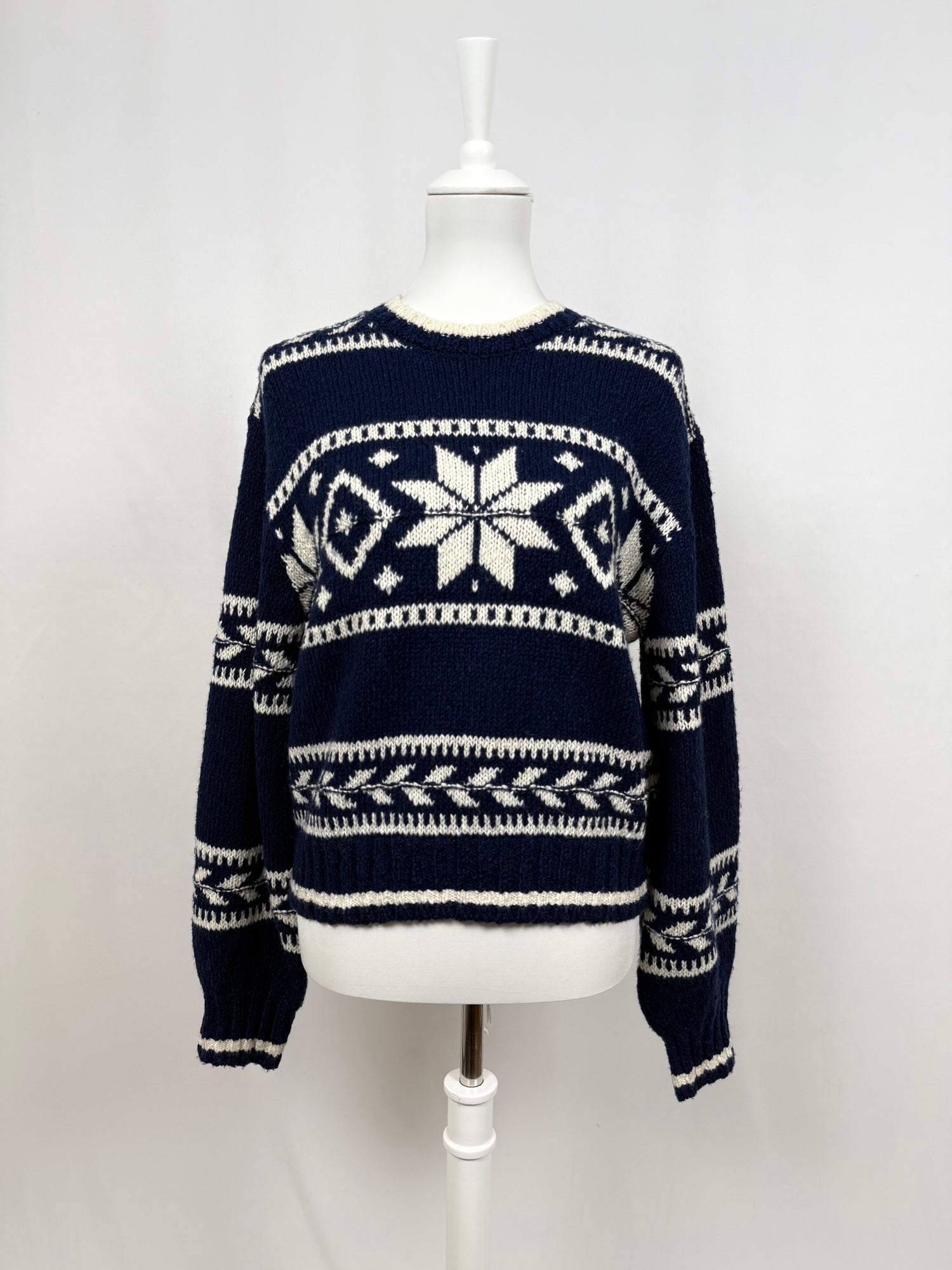 Pull Snowflake motif wool-blend bleu marine