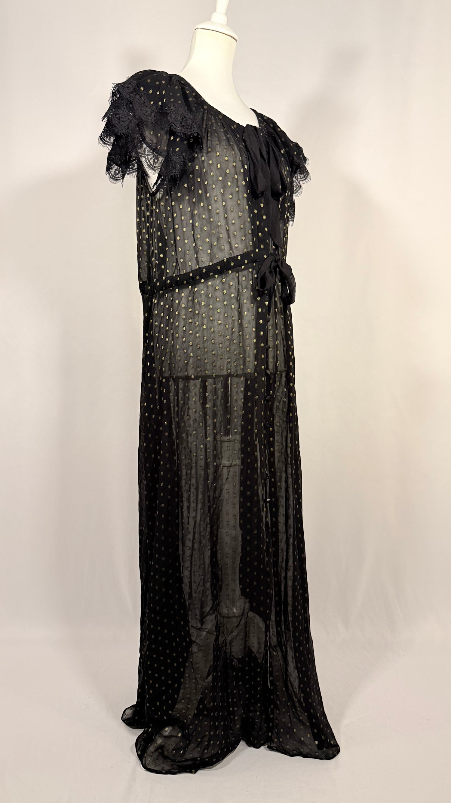 Robe transparente à pois Liz Lurex noire