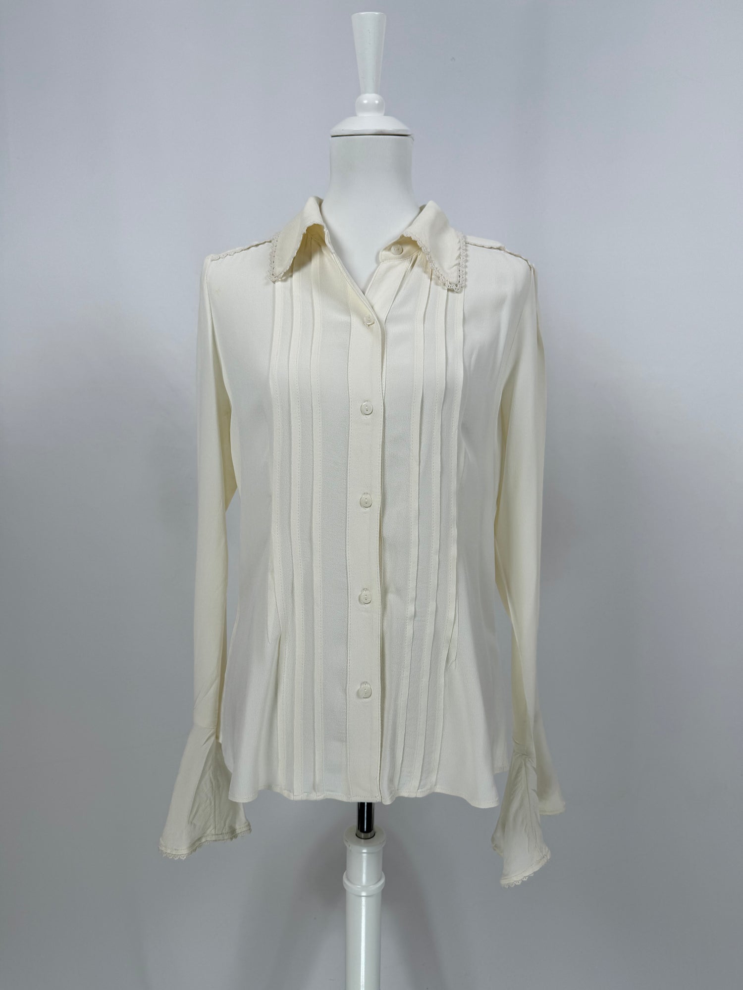 Top Melrose crème à détails plissés