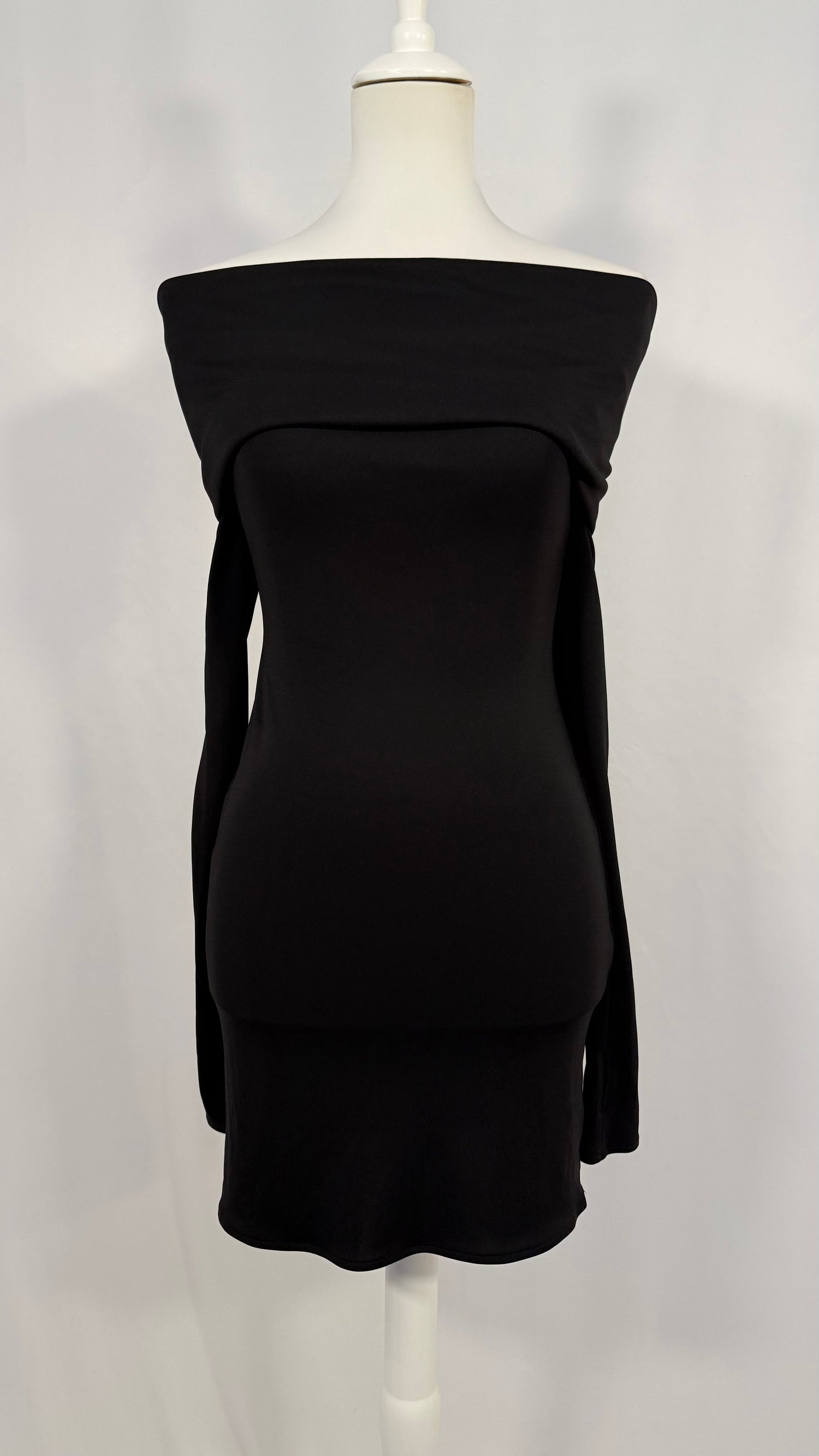 Robe mini Matte Jersey Off Shoulders noire