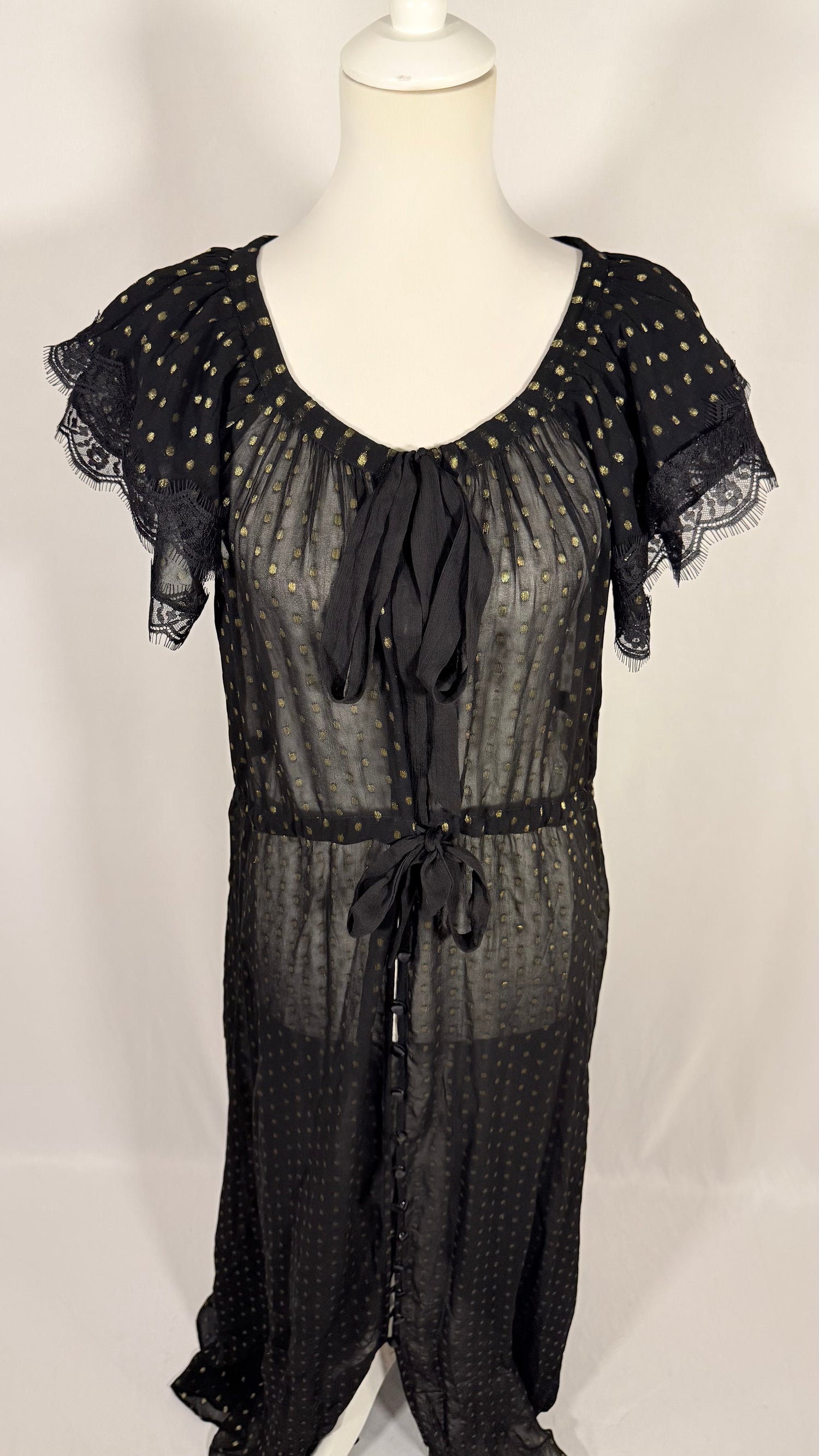 Robe transparente à pois Liz Lurex noire