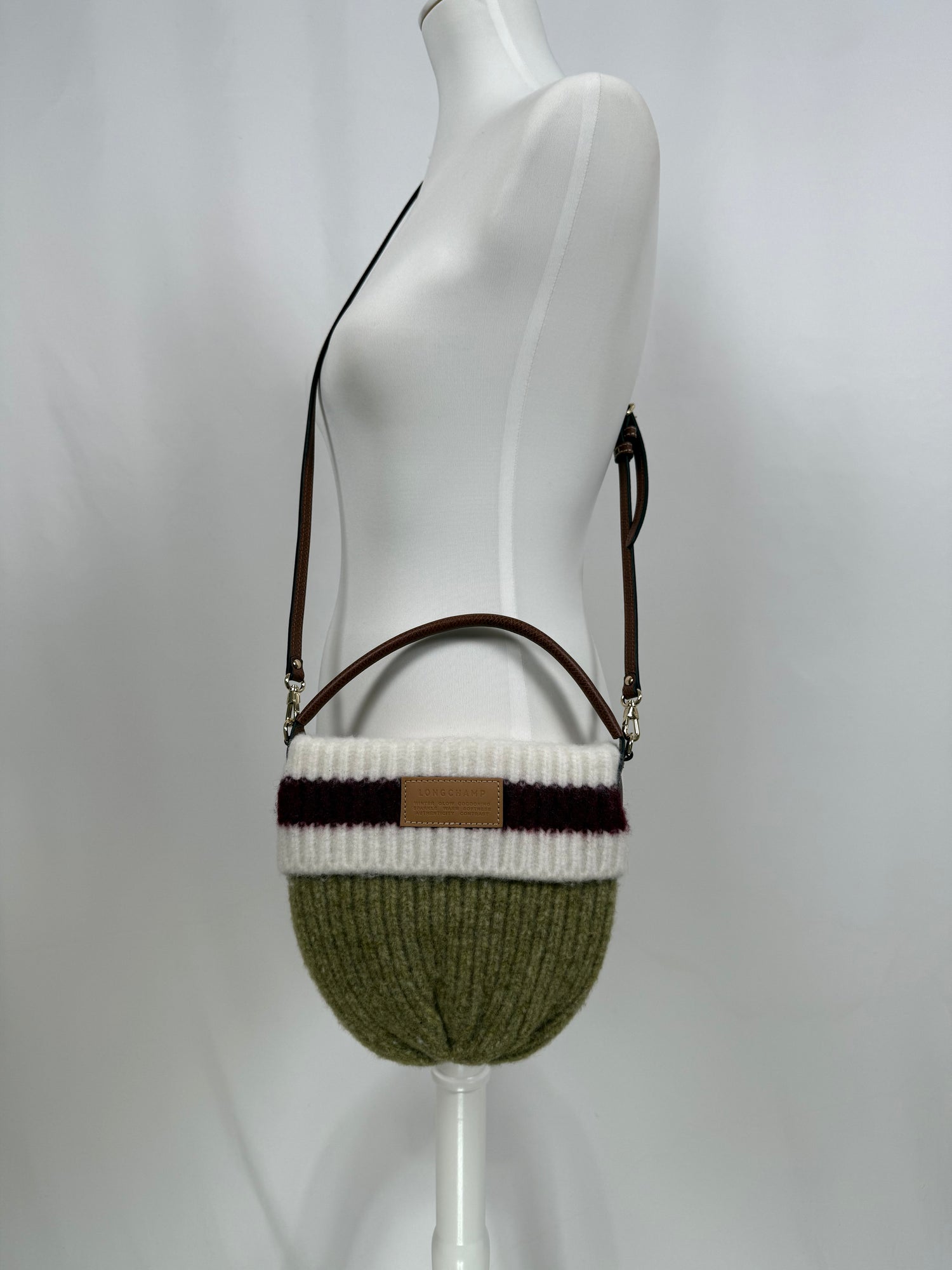 Sac bandoulière S Le Pliage pistache & bordeaux