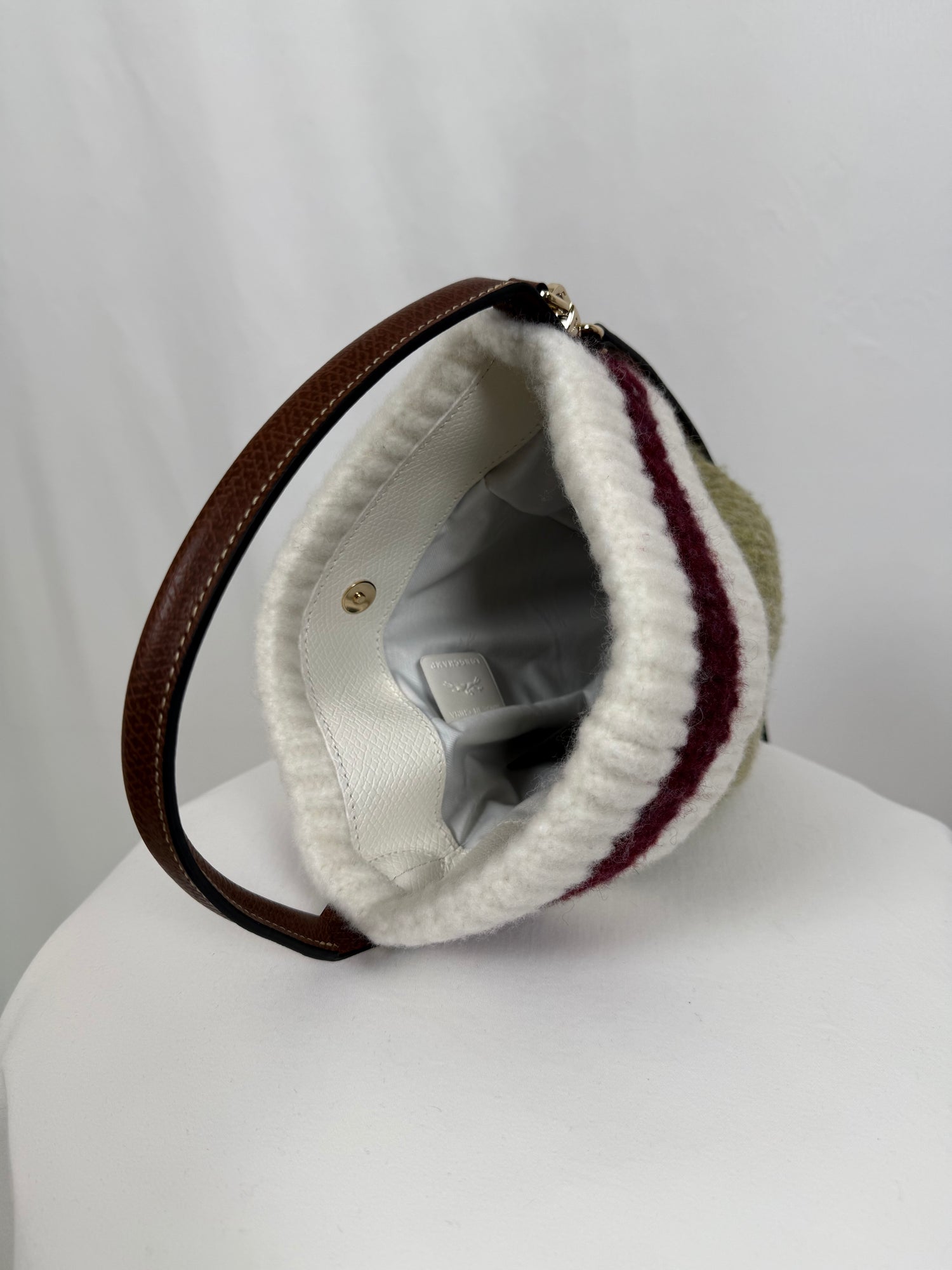 Sac bandoulière S Le Pliage pistache & bordeaux