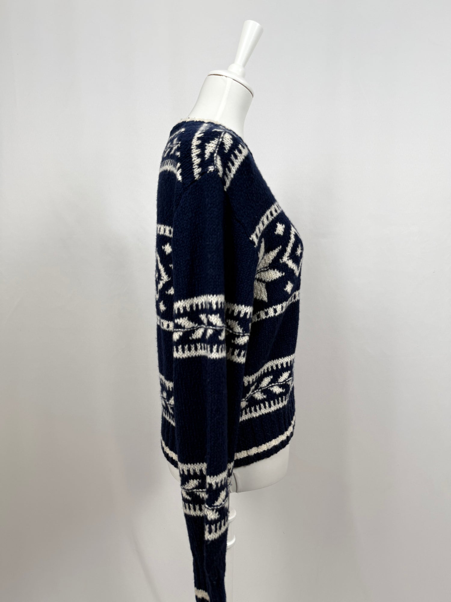 Pull Snowflake motif wool-blend bleu marine