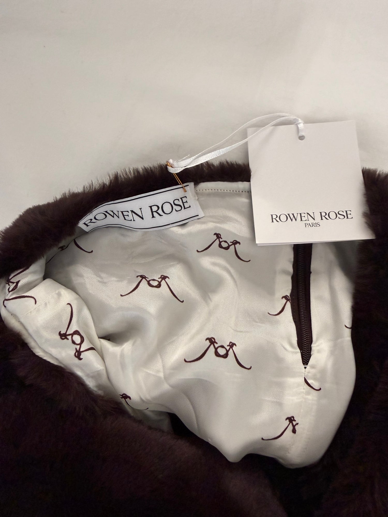 Mini-jupe ceinture en fourrure marron