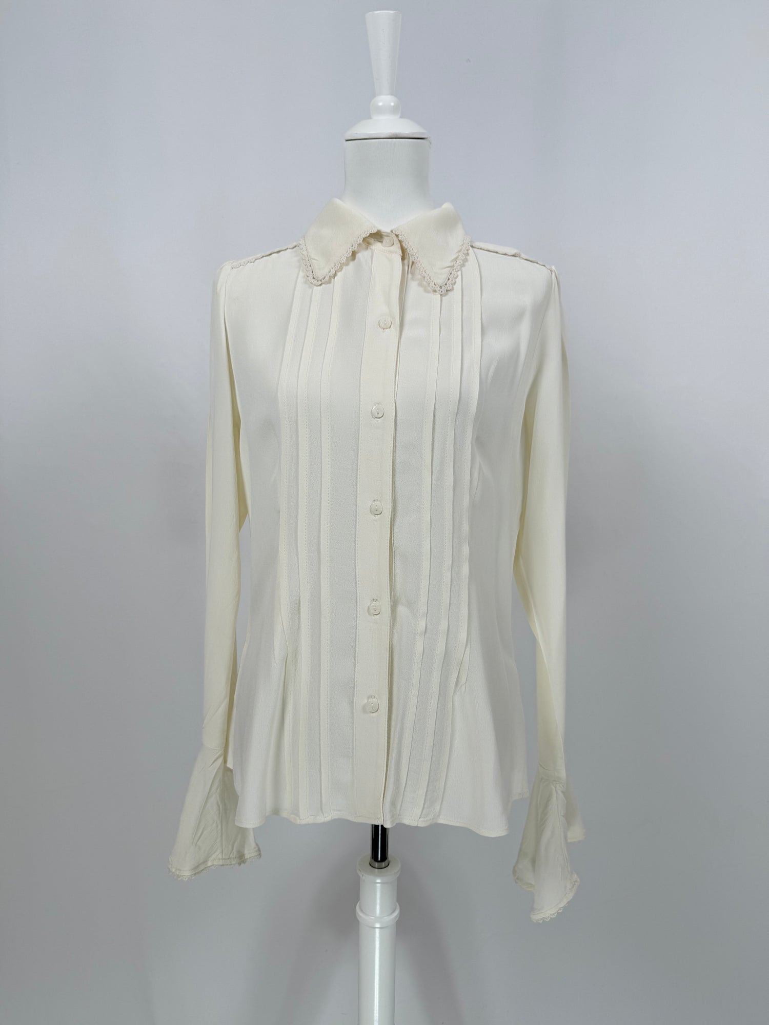 Top Melrose crème à détails plissés