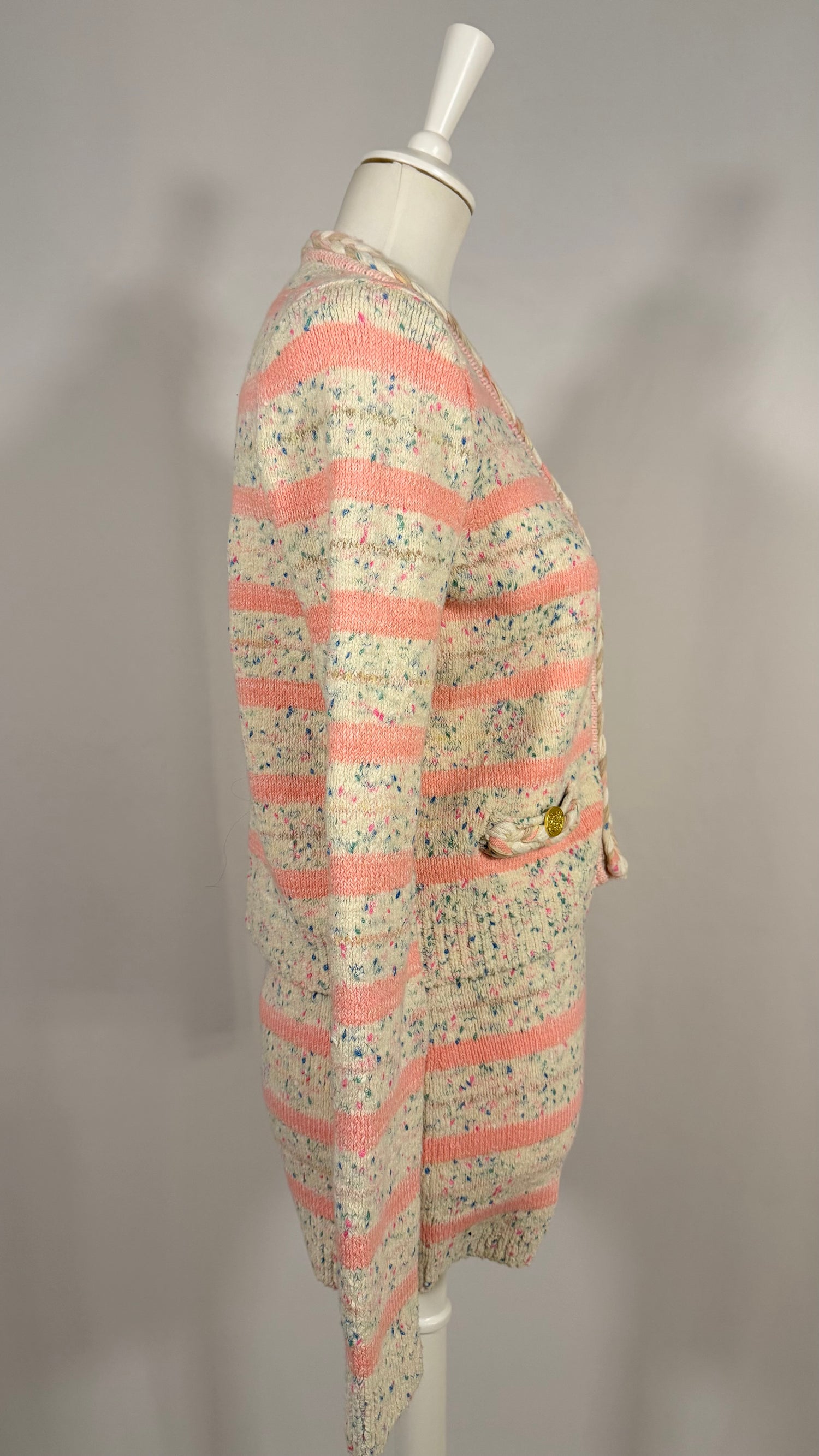 Ensemble Cardigan et Mini-short Space-dyed rose rayé