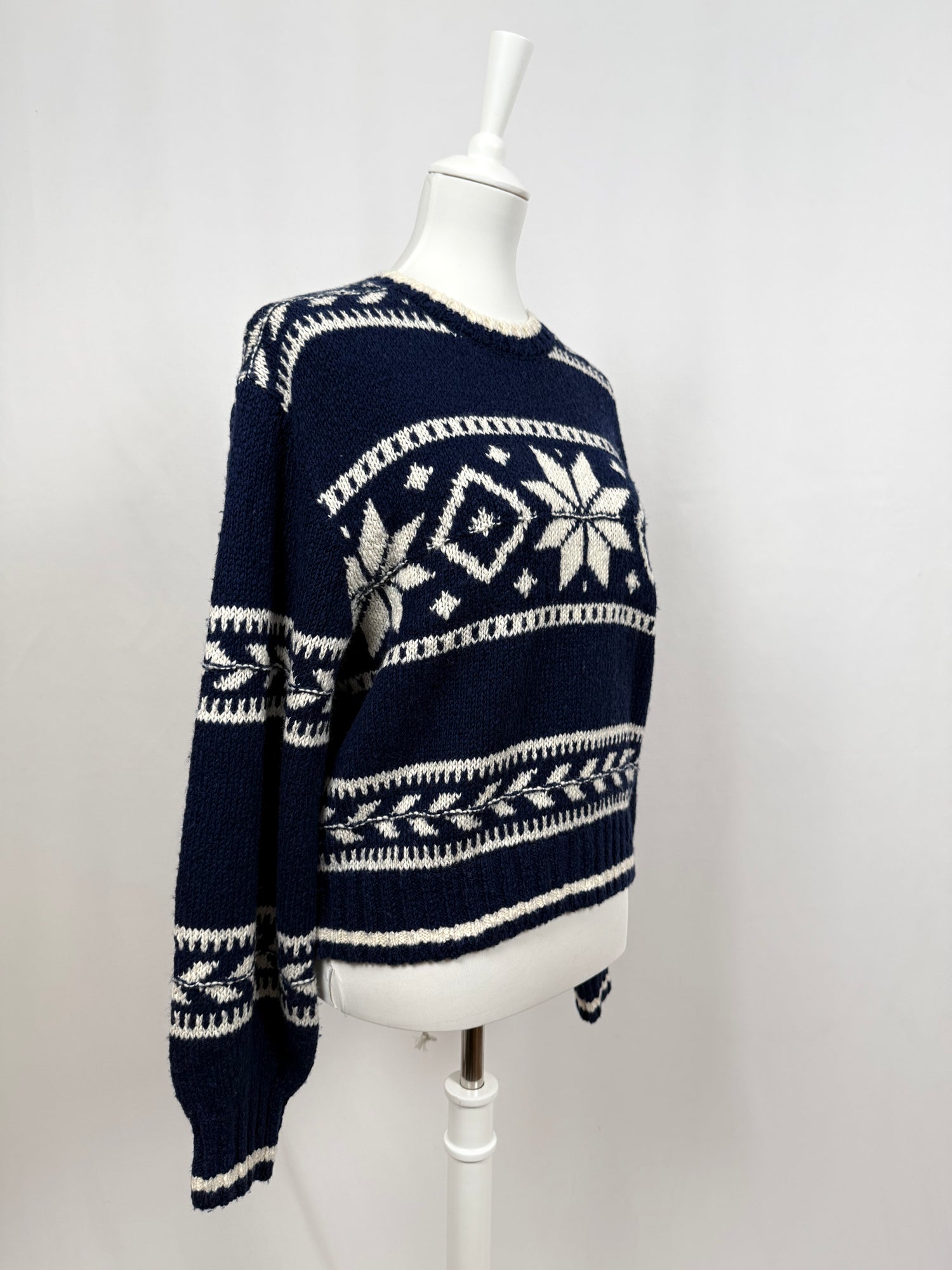 Pull Snowflake motif wool-blend bleu marine