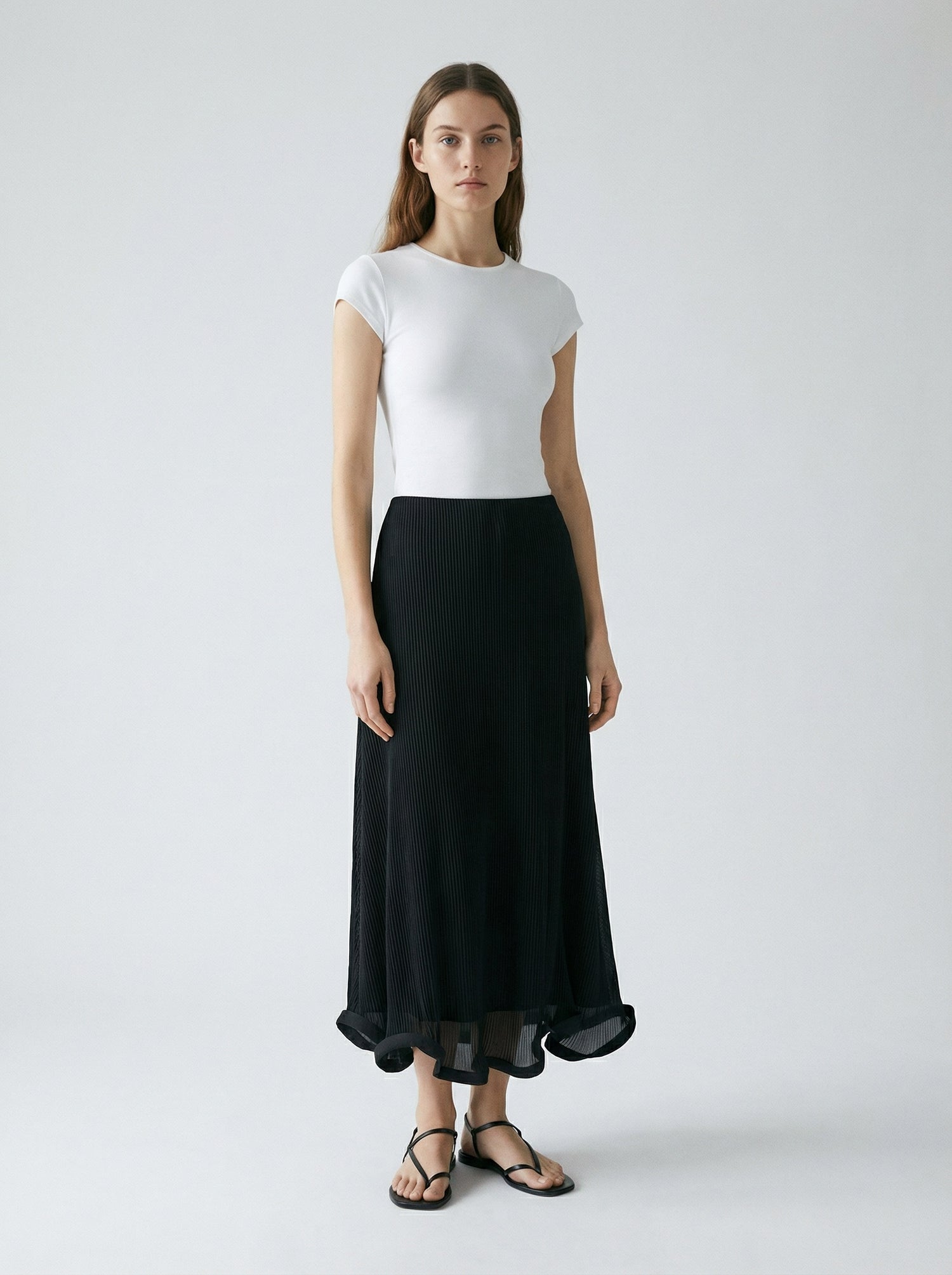 Jupe plissée mi-longue noire