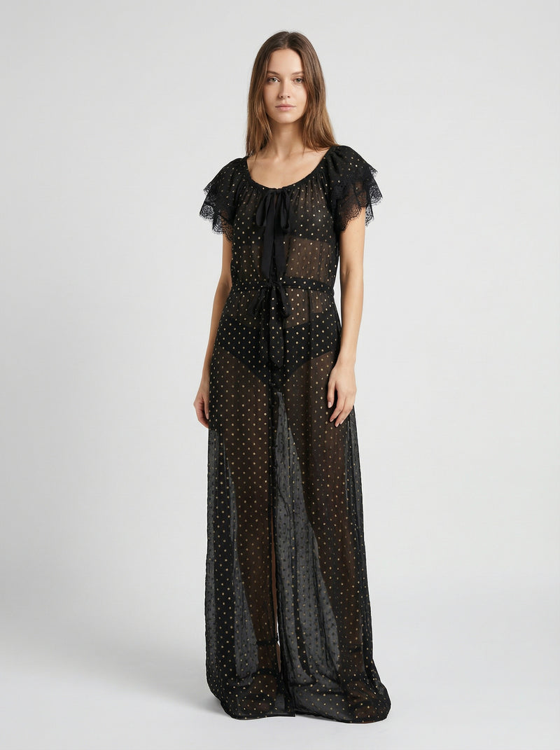 Robe transparente à pois Liz Lurex noire