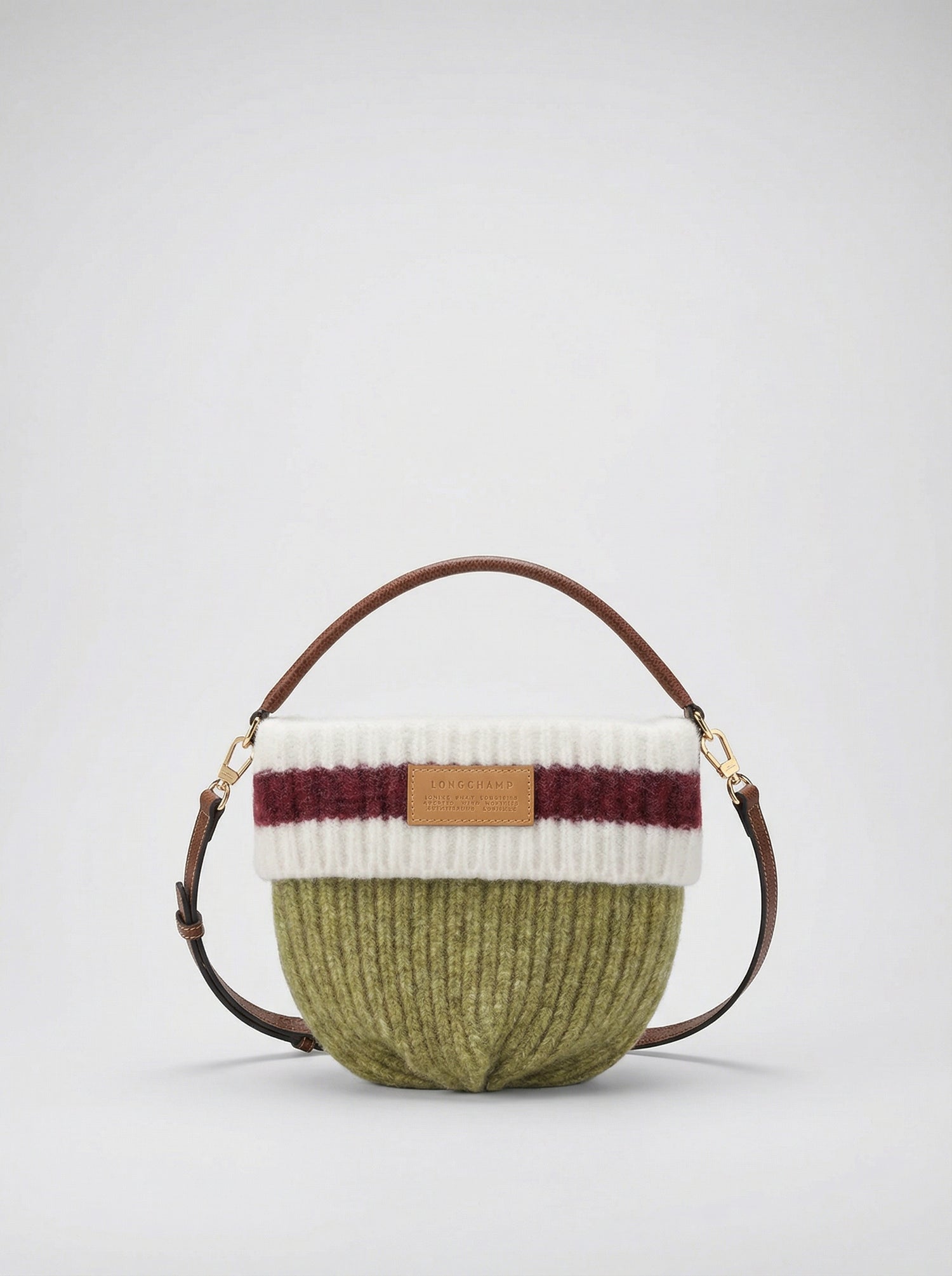 Sac bandoulière S Le Pliage pistache & bordeaux