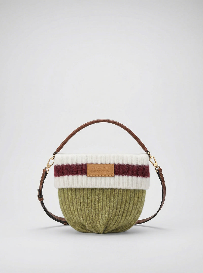 Sac bandoulière S Le Pliage pistache & bordeaux