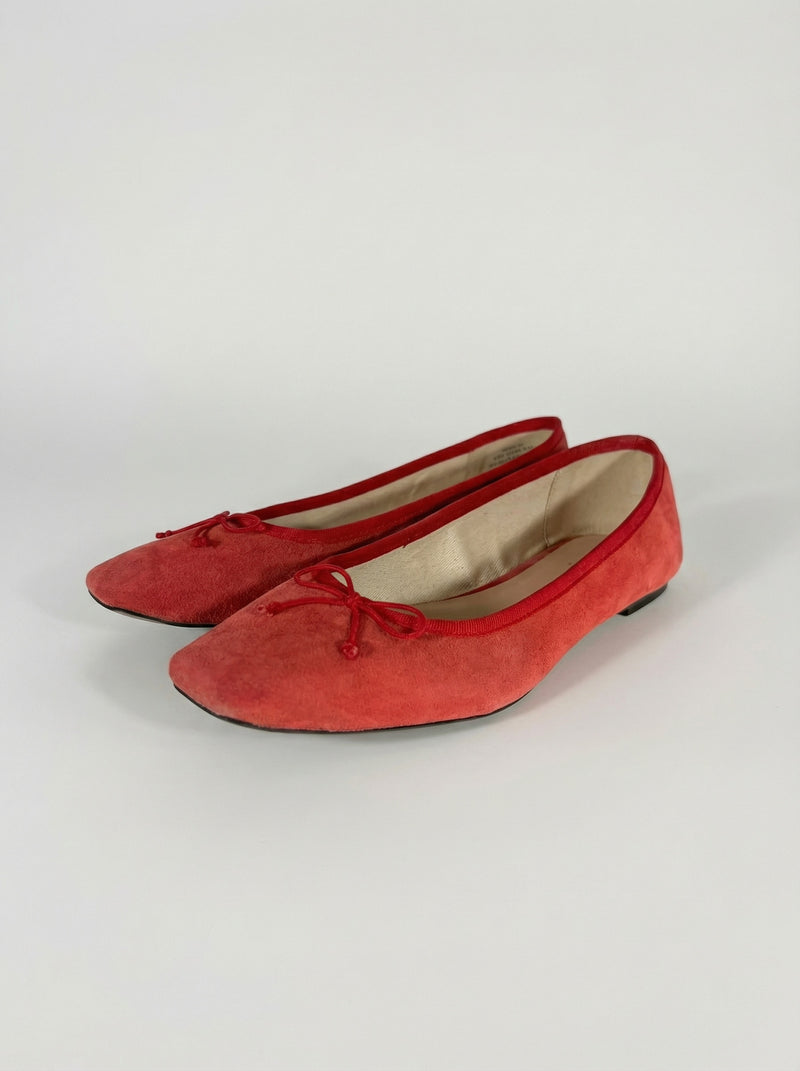 Ballerines Quinn en suède rouge orangé