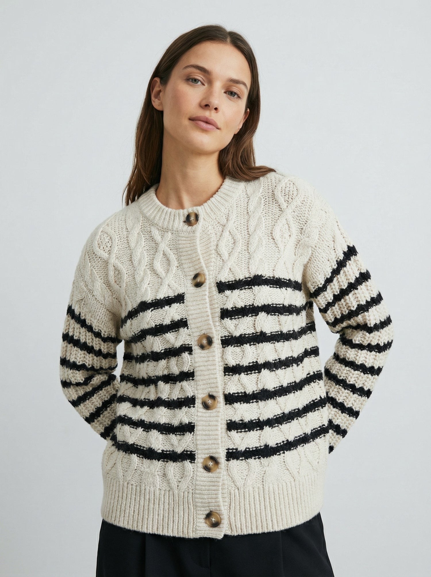 Cardigan Sean crème et noir