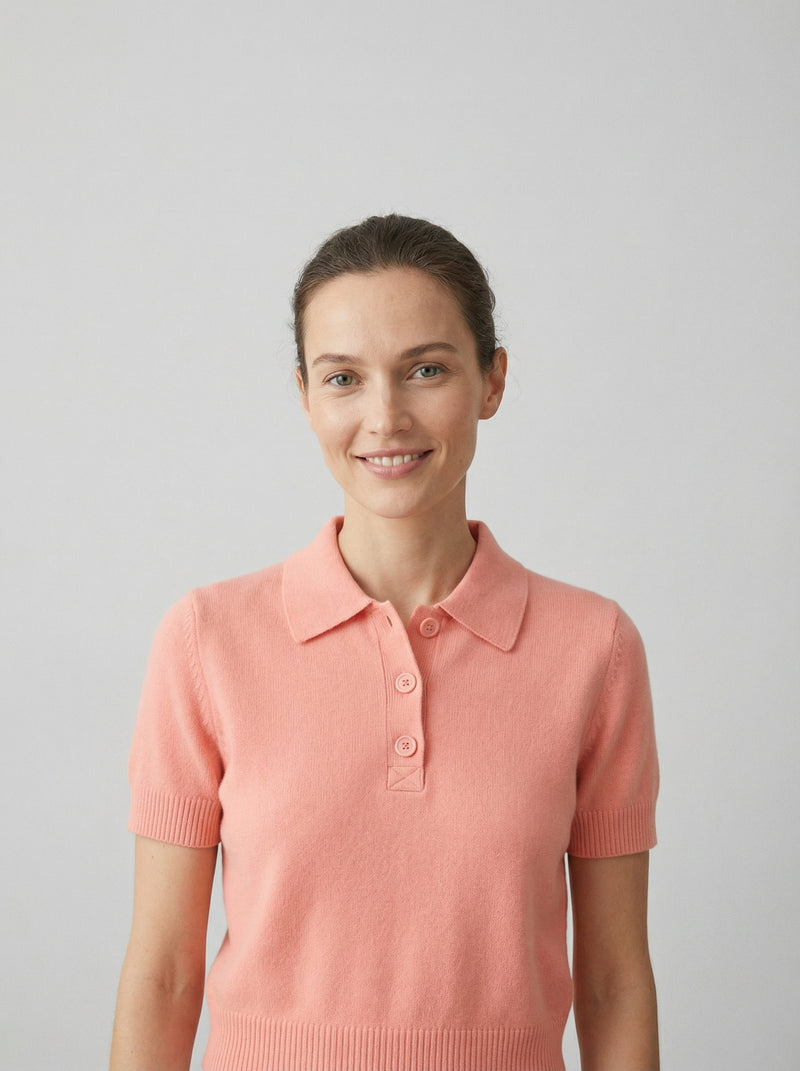 Polo en cachemire rose