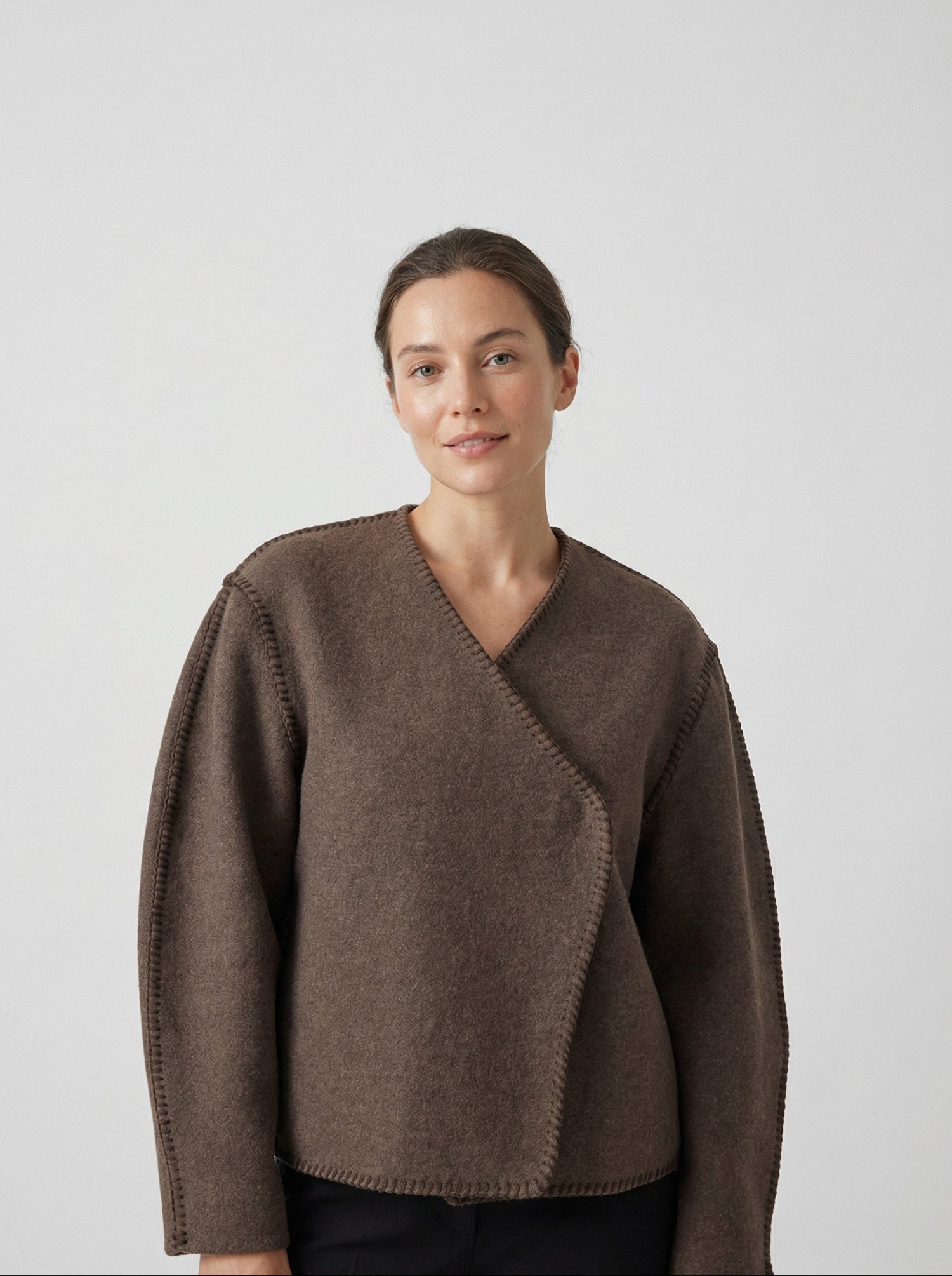 Veste en laine mélangée marron