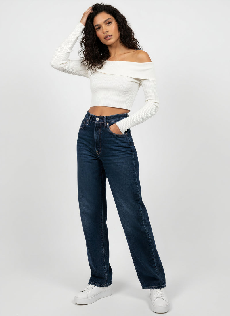 Jean Ribcage Straight bleu foncé