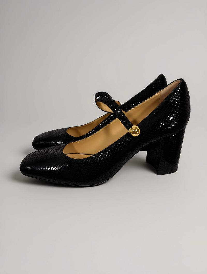 Escarpins noirs effet reptile