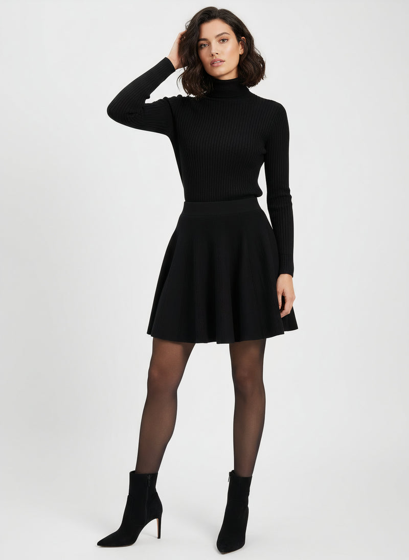 Jupe plissée stretch noire