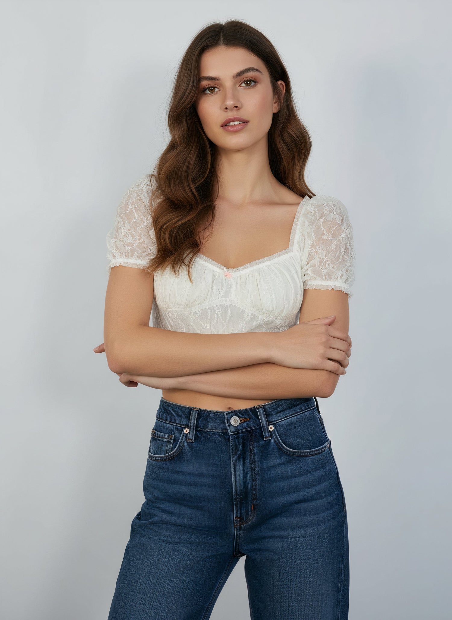 Top bustier en dentelle blanche