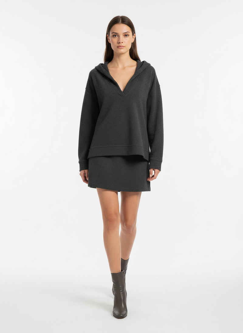 Ensemble hoodie Belsay et mini-short gris en laine