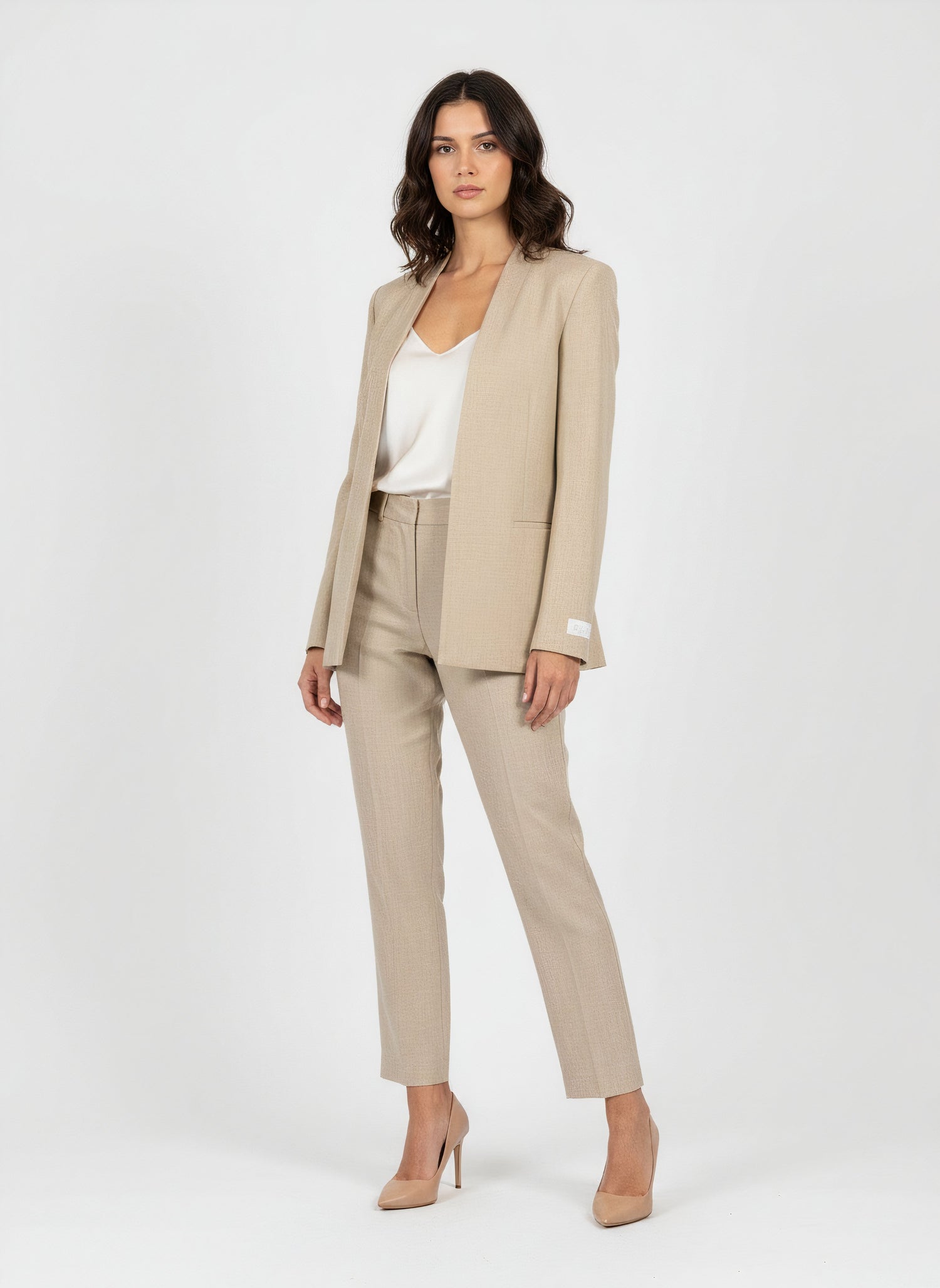 Blazer beige col châle